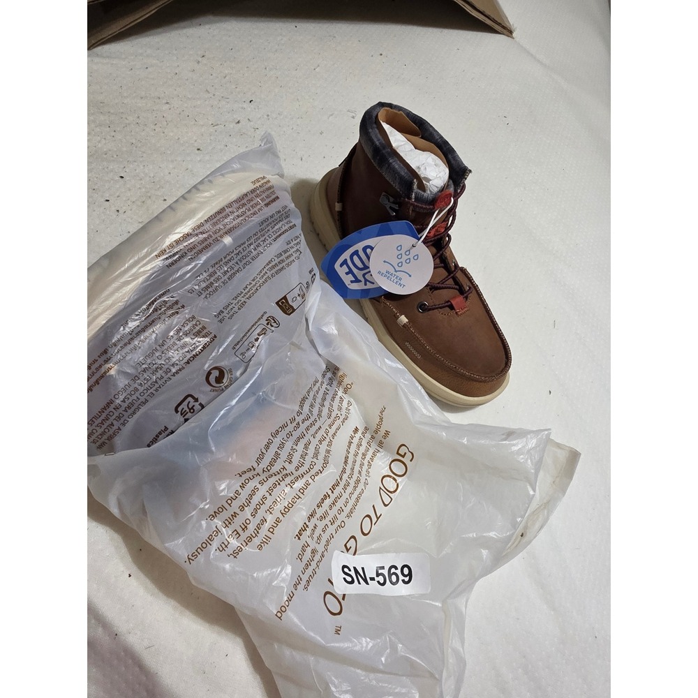 Hey Dude Bradley Y Classic Youth Boots Cognac Water Repellent 42139-21N Size J5